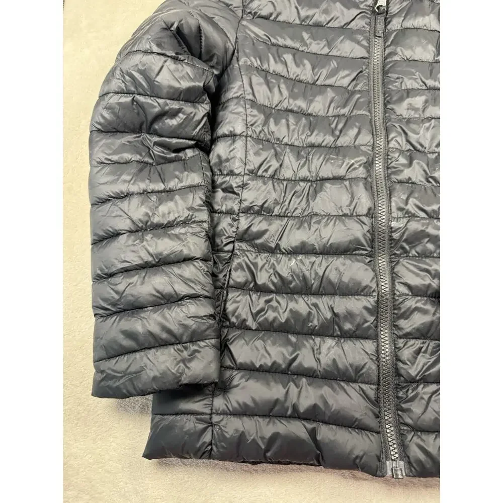 Lands End Girls L 10-12 Black Hooded Lightweight Puffer Jacket Full Zip